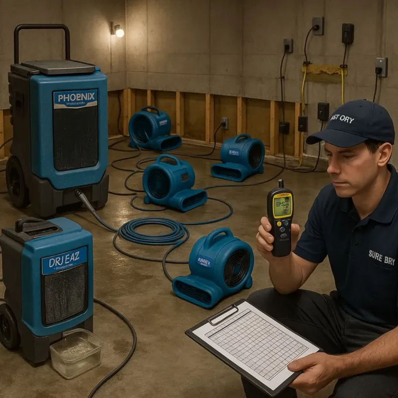 Structural Drying and Dehumidification process in Yuba City, CA